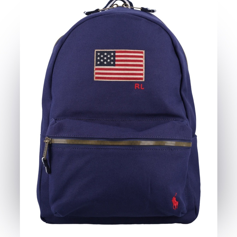NWT Polo Ralph Lauren American flag canvas backpack Newport/Navy full-size - Picture 2 of 10